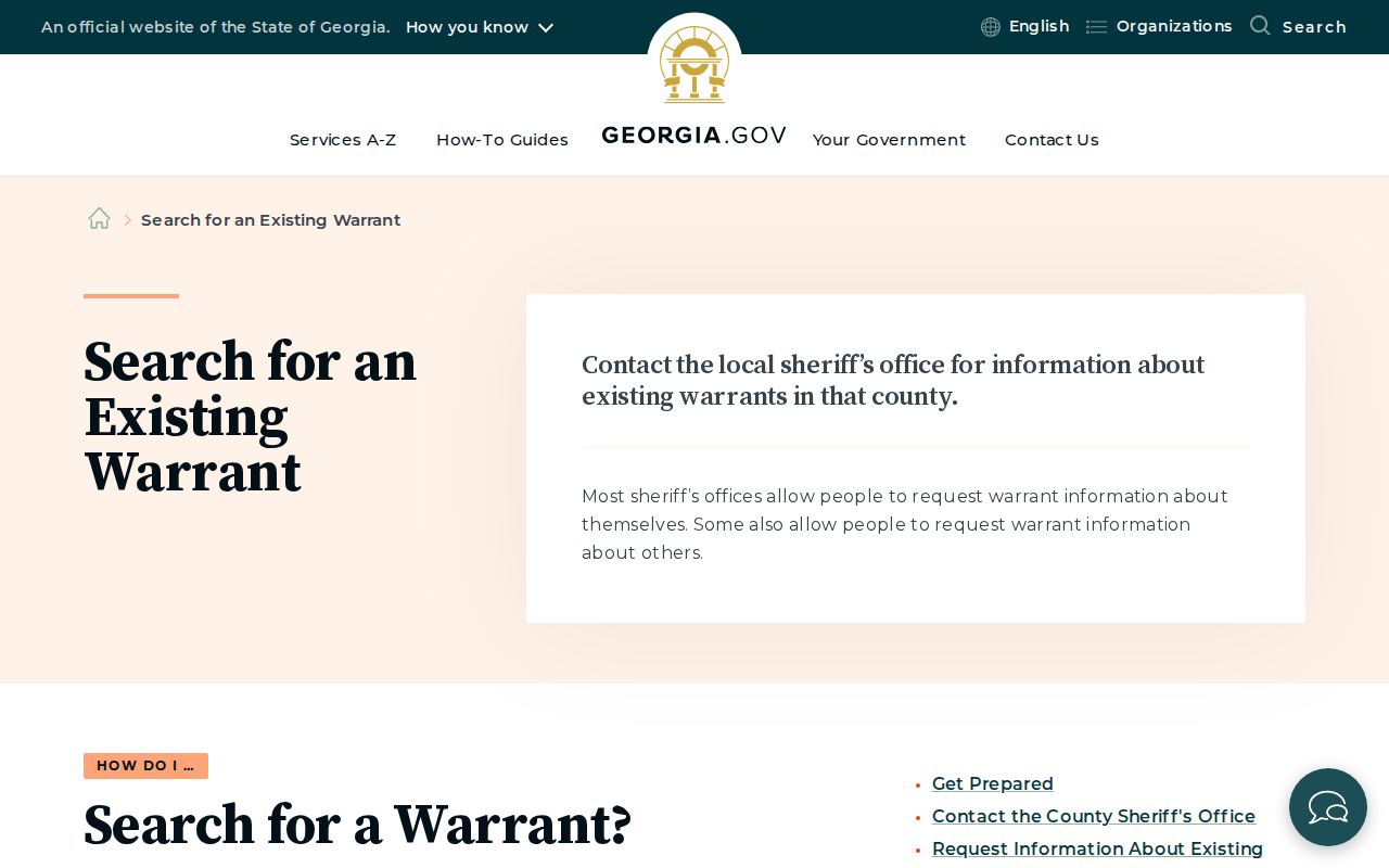 Georgia official guidance for checking an existing warrant